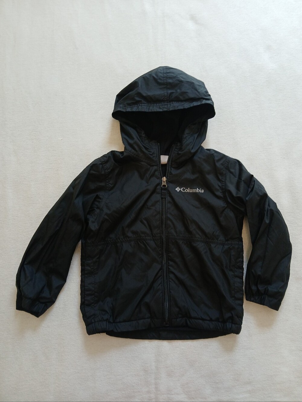 Columbia XXS Kids Black Hooded Fleece Lined Windbreaker Rain Jacket